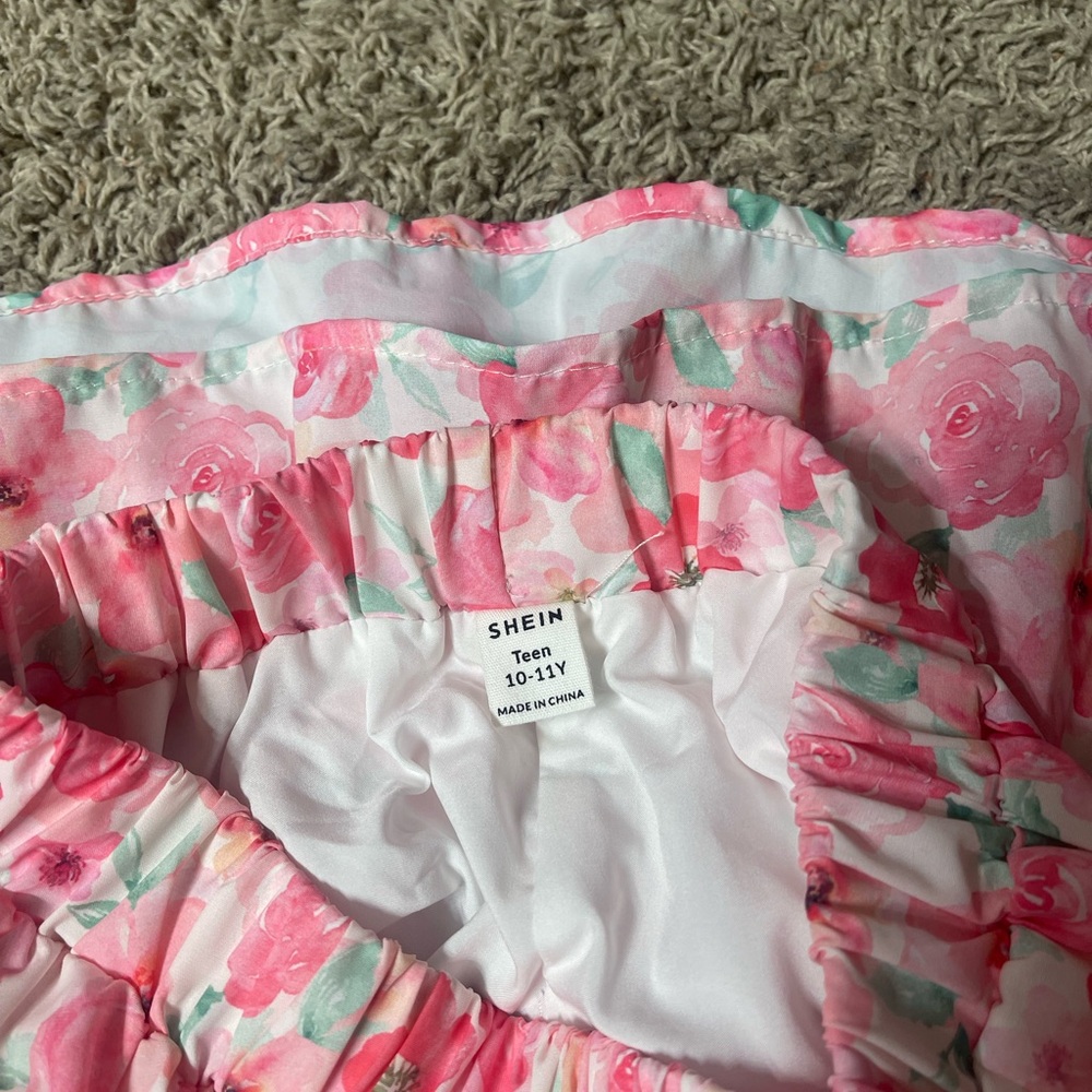SHEIN Pink Floral Kids Skirt